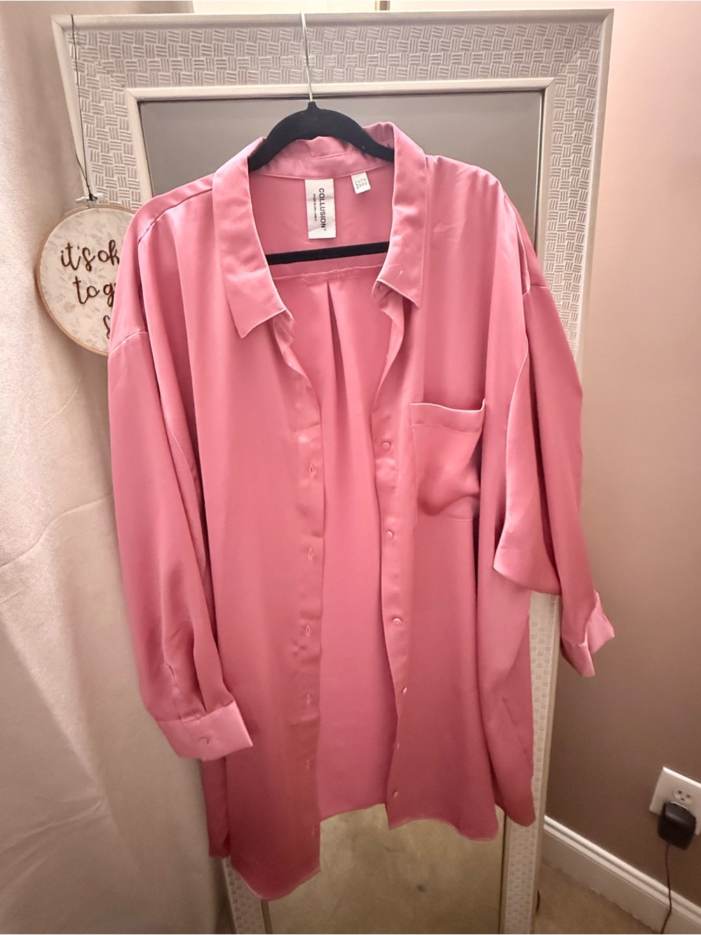 Pink Button-Down Shirt Dress by ASOS Collusion